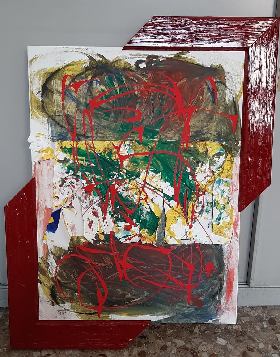 MIXED MEDIA SU TELA  BY FEST ' GOCCE '  dimensioni L 60 x H 80 cm.
