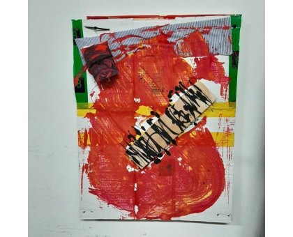 MIXED MEDIA SU TELA BY FEST ' ROSSO ' dimensioni L 50 x H 70 cm.