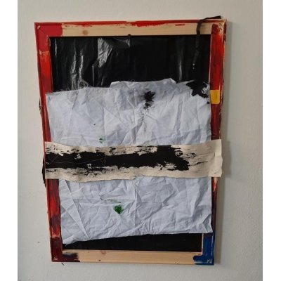 MIXED MEDIA SU TELA BY FEST ' OSCURO ' dimensioni L 50 x H 70 cm.