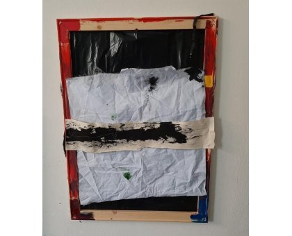 MIXED MEDIA SU TELA BY FEST ' OSCURO ' dimensioni L 50 x H 70 cm.