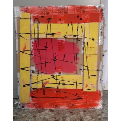 MIXED MEDIA SU TELA BY FEST ' RECINTO ' dimensioni L 60 x H 70 cm.