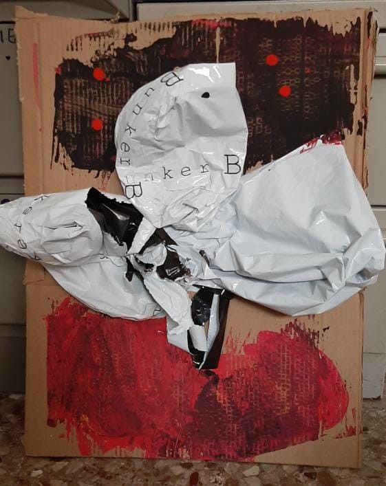 MIXED MEDIA SU TELA  BY  FEST ' FIORE '   dimensione L 60 x H 70 cm.