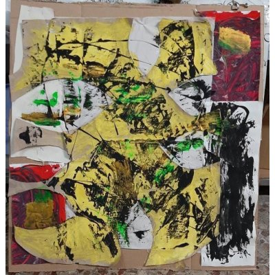 MIXED MEDIA SU TELA BY FEST ' CONFUSIONE ' dimensioni L 80 x H 75 cm.