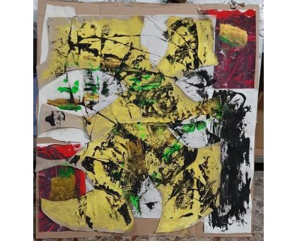 MIXED MEDIA SU TELA BY FEST ' CONFUSIONE ' dimensioni L 80 x H 75 cm.