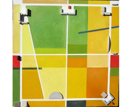 MIXED MEDIA SU TAVOLA SERGIO FRANZOSI ' QUATTRO ANGOLI ' dimensioni L 80 x H 80 cm.