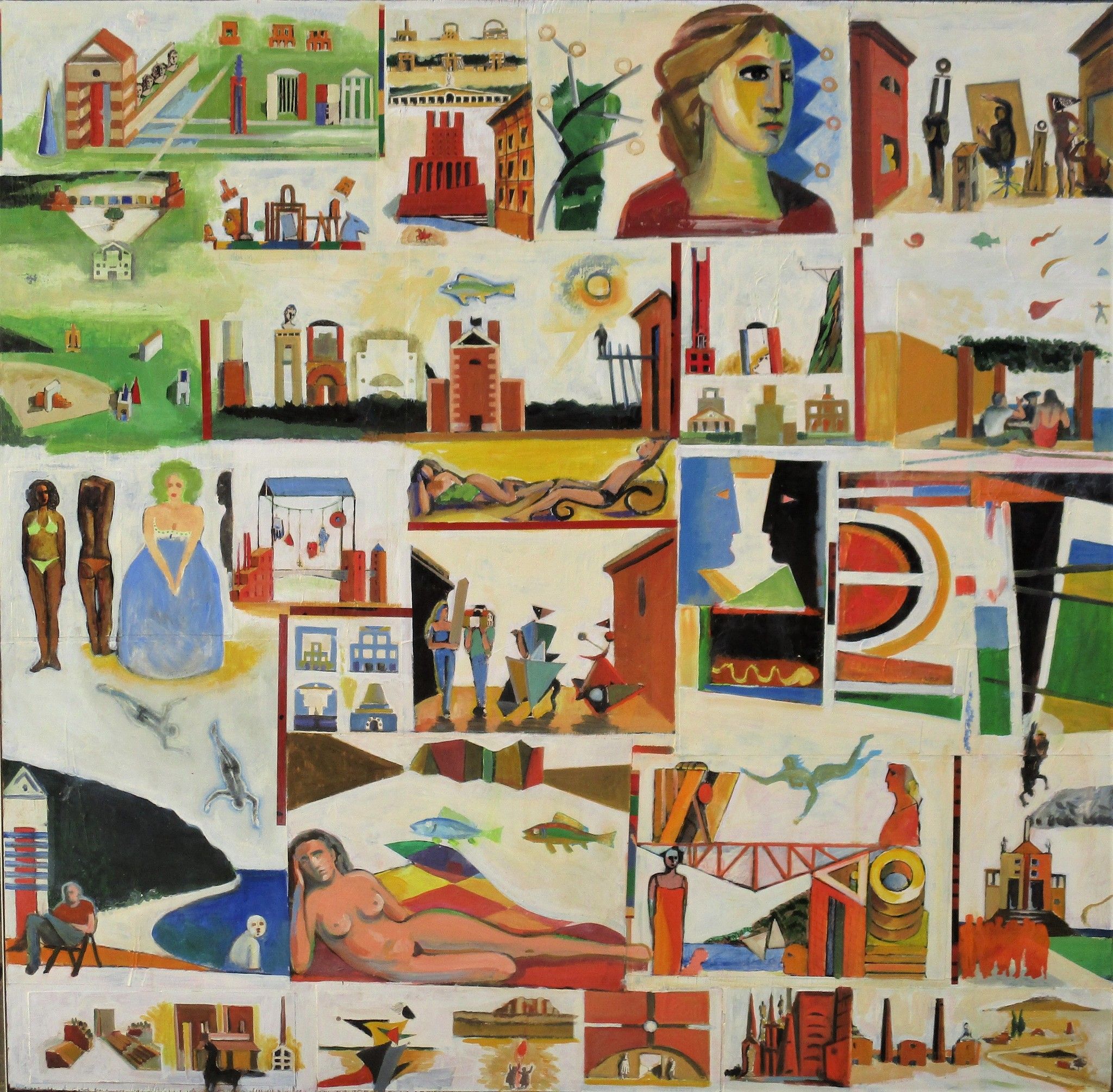 OLIO SU TAVOLA  SERGIO FRANZOSI ' REP. MORF. 9 - 16 '  dimensioni L 120 x H 120 cm.