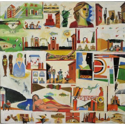 OLIO SU TAVOLA SERGIO FRANZOSI ' REP. MORF. 9 - 16 ' dimensioni L 120 x H 120 cm.