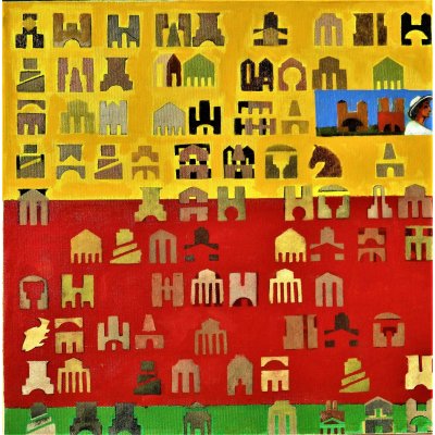 OLIO SU TELA SERGIO FRANZOSI ' 42 - 12 LINEARE P ' dimensioni L 50 x H 50 cm.