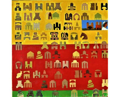 OLIO SU TELA SERGIO FRANZOSI ' 42 - 12 LINEARE P ' dimensioni L 50 x H 50 cm.