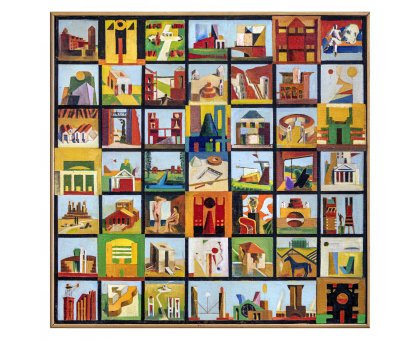 OLIO SU TAVOLA SERGIO FRANZOSI ' SUITE 2 - 19 ' dimensioni L 80 x H 80 cm.