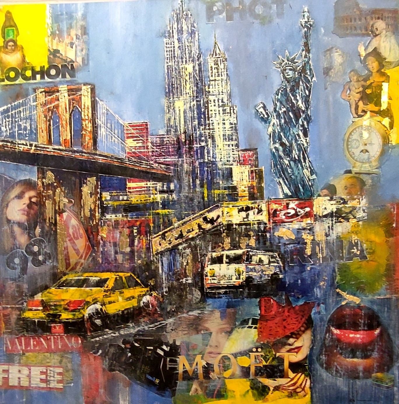 OLIO SU TELA  ANTONIO CAPOFERRI ' NEW  YORK 11 '  dimensioni L 100 x H 100 cm.