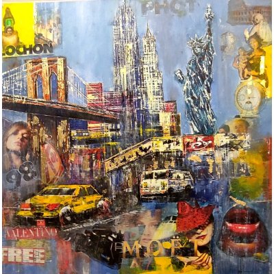 OLIO SU TELA ANTONIO CAPOFERRI ' NEW YORK 11 ' dimensioni L 100 x H 100 cm.