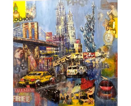 OLIO SU TELA ANTONIO CAPOFERRI ' NEW YORK 11 ' dimensioni L 100 x H 100 cm.