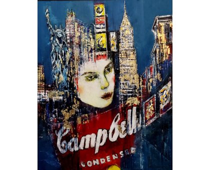 OLIO SU MDF ANTONIO CAPOFERRI ' NEW YORK 10 ' dimensioni L 65 x H 80 cm.