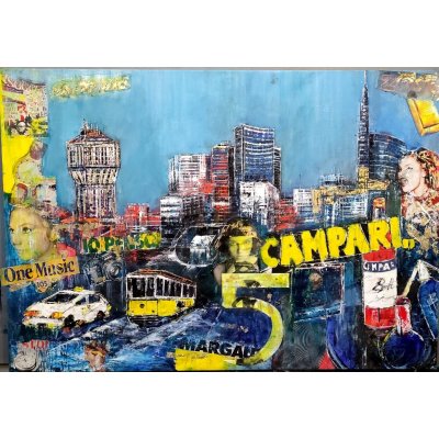 OLIO SU TELA ANTONIO CAPOFERRI ' MILANO ' dimensioni L 130 x H 90 cm.