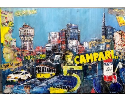 OLIO SU TELA ANTONIO CAPOFERRI ' MILANO ' dimensioni L 130 x H 90 cm.