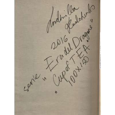 MIXED MEDIA SU TELA LUDMILLA RADCHENKO " CUP OF TEA " dimensioni L 150 x H 100 cm.