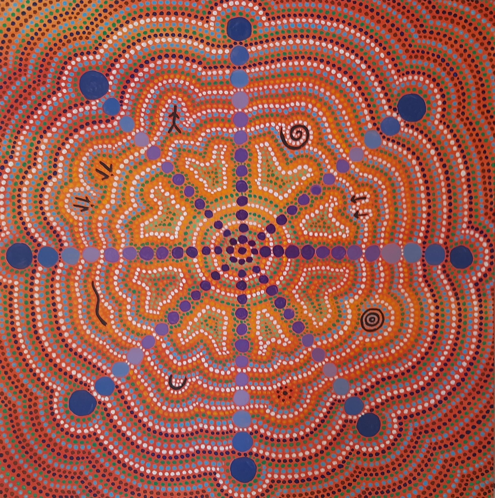 ACRILICO SU TELA  COSTANTINO GIOVINE ' IL GUERRIERO '  dimensioni L 60 x H 60 cm.