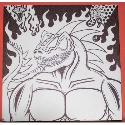 PENNARELLO SU TELA MASSIMILIANO SGRO' ' ANIMA ' dimensioni L 50 x H 50 cm.