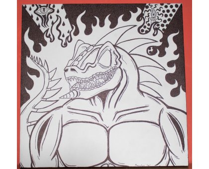 PENNARELLO SU TELA MASSIMILIANO SGRO' ' ANIMA ' dimensioni L 50 x H 50 cm.