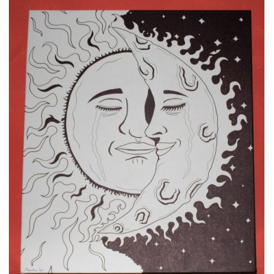 PENNARELLO SU TELA MASSIMILIANO SGRO' ' DISTANTI INSIEME ' dimensioni L 60 x H 70 cm.