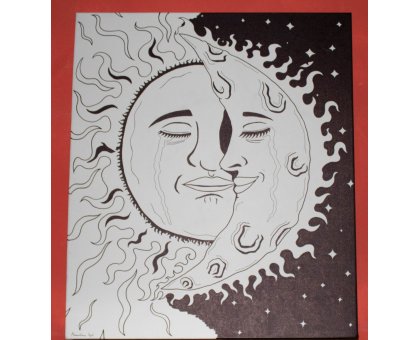 PENNARELLO SU TELA MASSIMILIANO SGRO' ' DISTANTI INSIEME ' dimensioni L 60 x H 70 cm.