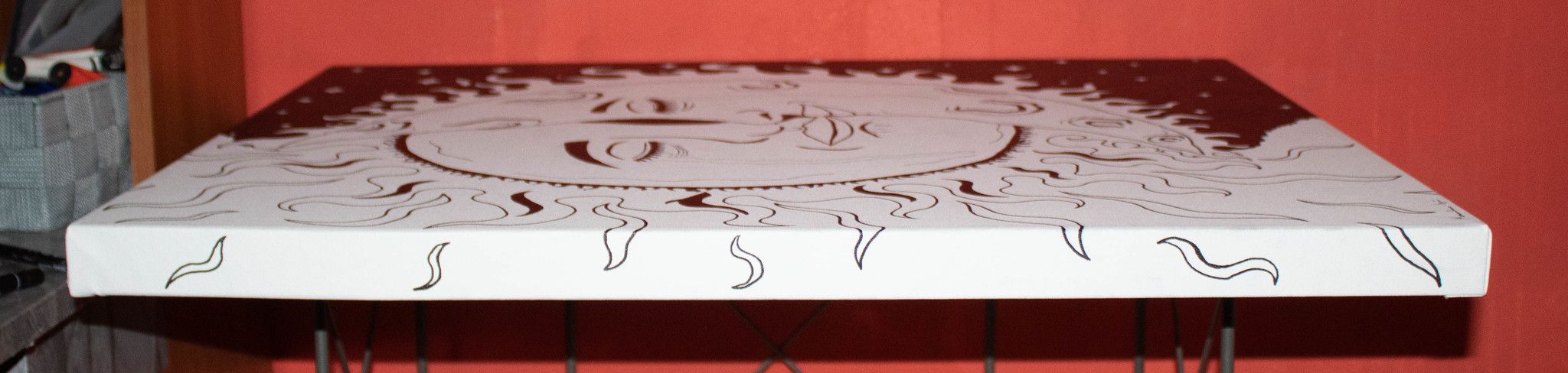 PENNARELLO SU TELA MASSIMILIANO SGRO' ' DISTANTI INSIEME '  dimensioni L 60 x H 70 cm.