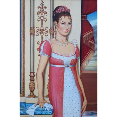 OLIO SU TELA VALERIA BERGAMI ' SOPRANO IN COSTUME: TOSCA ' dimensioni L 70 x H 100 cm.