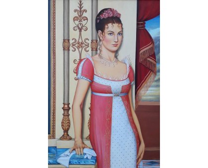 OLIO SU TELA VALERIA BERGAMI ' SOPRANO IN COSTUME: TOSCA ' dimensioni L 70 x H 100 cm.