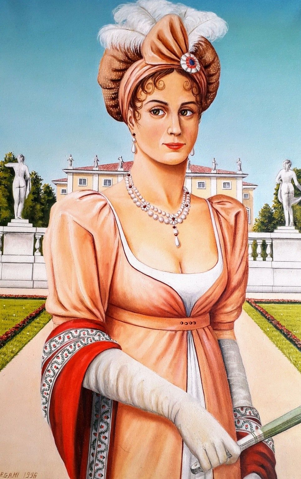 OLIO SU TELA  VALERIA BERGAMI ' GIUSEPPINA BEAUHARNAIS '  dimensioni L 50 x H 70 cm.