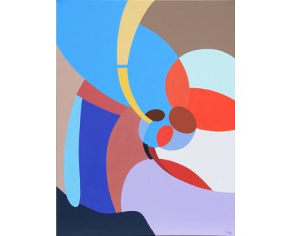 ACRILICO SU TELA GIORGIO SOAVE ' FORZE DINAMICHE N. 7 ' dimensioni L 60 x H 80 cm.