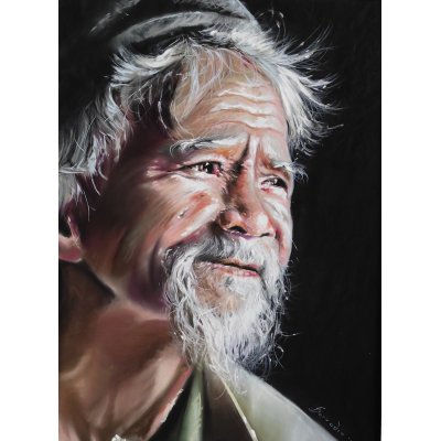 PASTELLI MORBIDI E MATITE SU CARTA IRMA SERVODIO ' CUSTODE DI RICORDI ' dimensioni L 30 x H 40 cm.