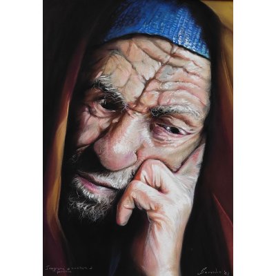 PASTELLI MORBIDI E MATITE SU CARTA IRMA SERVODIO ' INSEGNAMI A SMETTERE DI PENSARE ' dimensioni L 30 x H 40 cm.