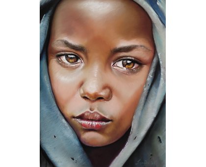 PASTELLI MORBIDI E MATITE SU CARTA IRMA SERVODIO ' NUBIA ' dimensioni L 30 x H 40 cm.