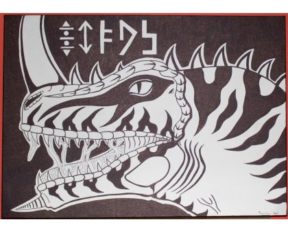 PENNARELLO SU TELA MASSIMILIANO SGRO' ' DETERMINAZIONE ' dimensioni L 70 x H 50 cm.