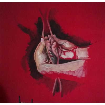 ACRILICO SU TELA ANDREA MELIS ' L 'ARTE DELLA MANUALITA' ' dimensioni L 60 x H 60 cm.