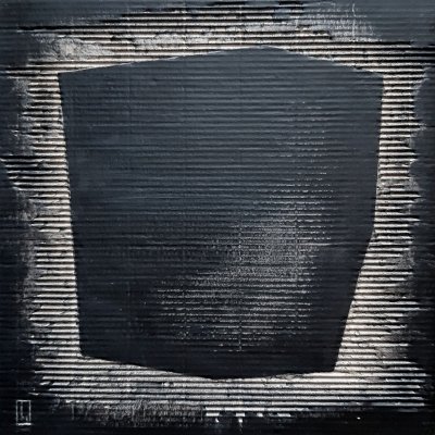 ACRILICO SU CARTONE LUISA PINERI ' DENTRO ' dimensioni L 30 x H 30 cm.