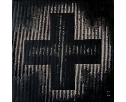 ACRILICO SU CARTONE LUISA PINERI ' OMAGGIO AD F ' dimensioni L 30 x H 30 cm.