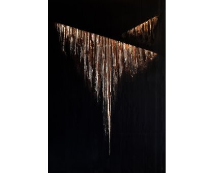 ACRILICO SU CARTONE LUISA PINERI ' L 'APPESO ' dimensioni L 90 x H 60 cm.