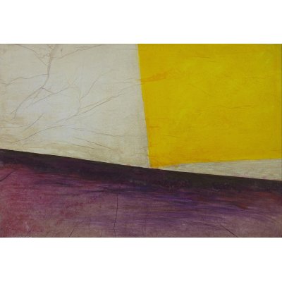 COLLAGE SU TAVOLA LUISA PINERI ' ANDARE VIA ' dimensioni L 41,5 x H 29,5 cm.