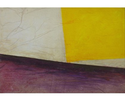 COLLAGE SU TAVOLA LUISA PINERI ' ANDARE VIA ' dimensioni L 41,5 x H 29,5 cm.