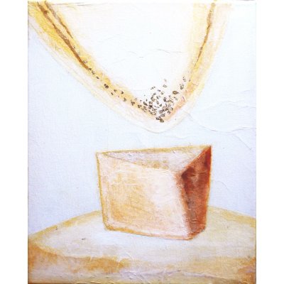 COLLAGE SU TELA LUISA PINERI ' TRIANGOLARE ' dimensioni L 30 x H 24 cm.