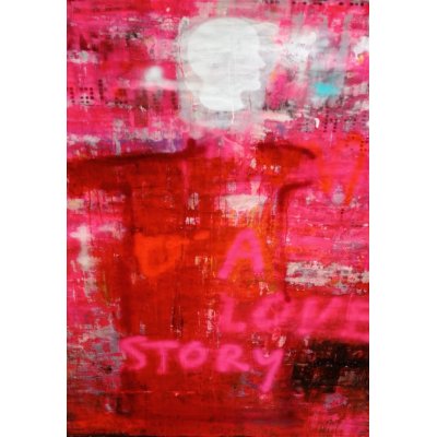 MIXED MEDIA SU PVC MELISSA DAMSON ' A LOVE STORY ' dimensioni L 200 x H 140 cm.