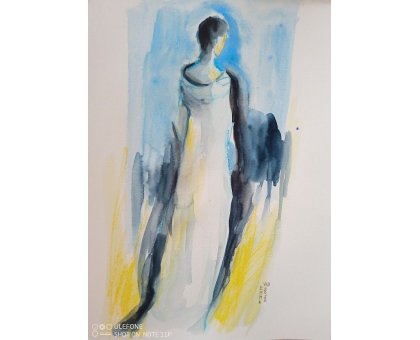 ACQUARELLO SU CARTA EMMA CAROSI ' SE NE VA ' dimensioni L 30 x H 40 cm.