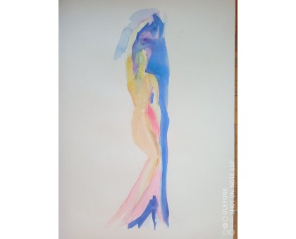 ACQUARELLO SU CARTA EMMA CAROSI ' SILHOUETTE ' dimensioni L 30 x H 40 cm.