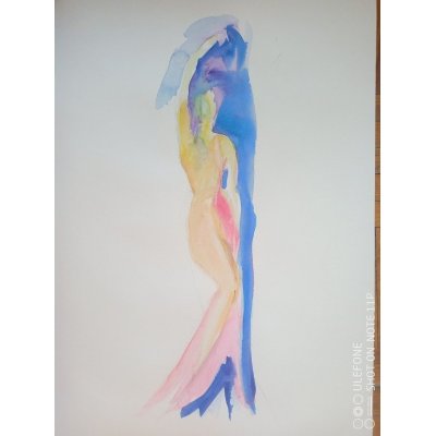 ACQUARELLO SU CARTA EMMA CAROSI ' SILHOUETTE ' dimensioni L 30 x H 40 cm.