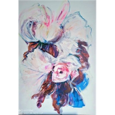 MIXED MEDIA SU TELA EMMA CAROSI ' FLORAL ' dimensioni L 70 x H 100 cm.