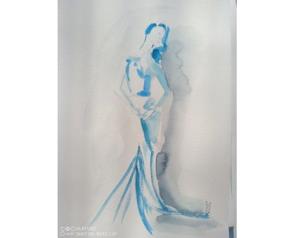 ACQUARELLO SU CARTA EMMA CAROSI ' FLUIDA ELEGANZA ' dimensioni L 30 x H 40 cm.