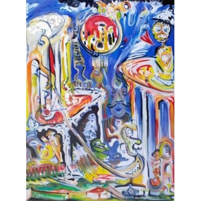 MIXED MEDIA SU TELA SIMONE SCHIAVO ' BLU ' dimensioni L 60 x H 100 cm.