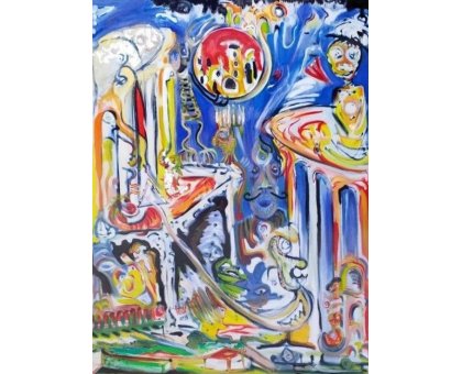 MIXED MEDIA SU TELA SIMONE SCHIAVO ' BLU ' dimensioni L 60 x H 100 cm.